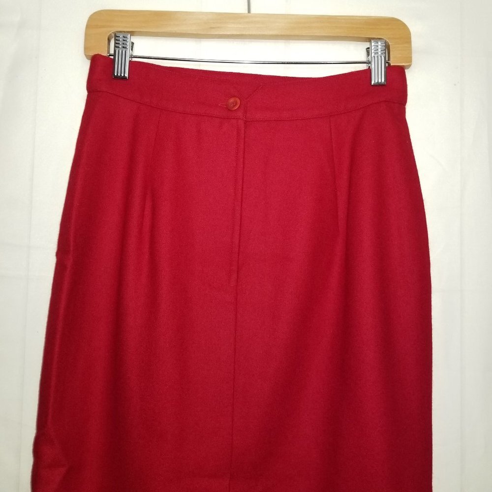 Vintage Cacharel 100% wool pencil skirt red 40/8 - Picture 5 of 8